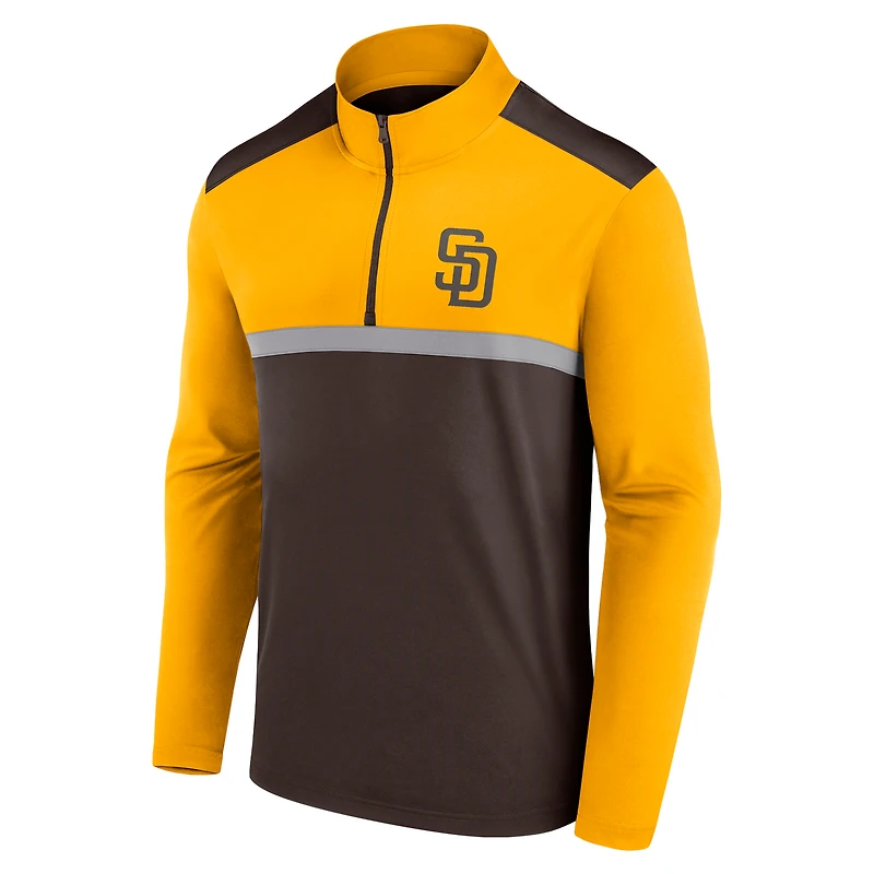 Haut à quart de zip imparable marron San Diego Padres Fanatics pour hommes
