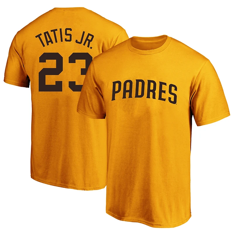 Men's Fanatics Fernando Tatis Jr. Gold San Diego Padres Big & Tall Name Number T-Shirt