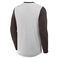 Men's Fanatics Gray/Brown San Diego Padres Clubhouse Long Sleeve Henley Shirt