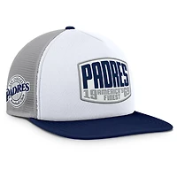 Casquette ajustable Fanatics grise/blanche pour homme avec patch avant en mousse et logo des Padres de San Diego