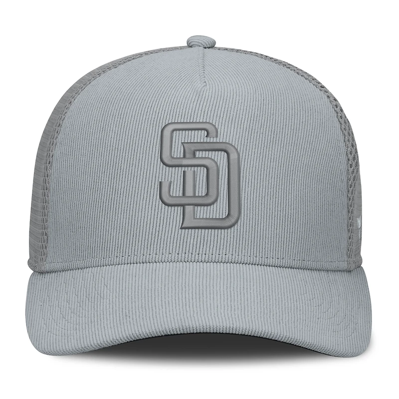 Men's Fanatics Gray San Diego Padres Corduroy Relief Trucker Adjustable Hat