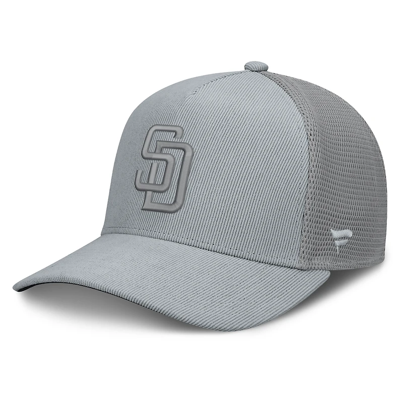 Men's Fanatics Gray San Diego Padres Corduroy Relief Trucker Adjustable Hat