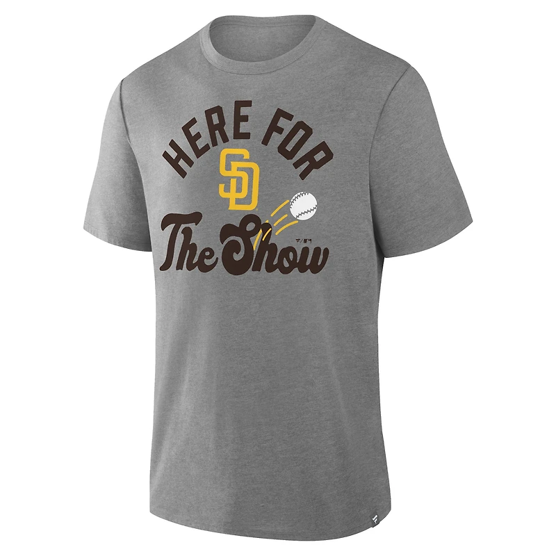 T-shirt tri-blend nostalgique gris chiné Fanatics pour homme des Padres de San Diego