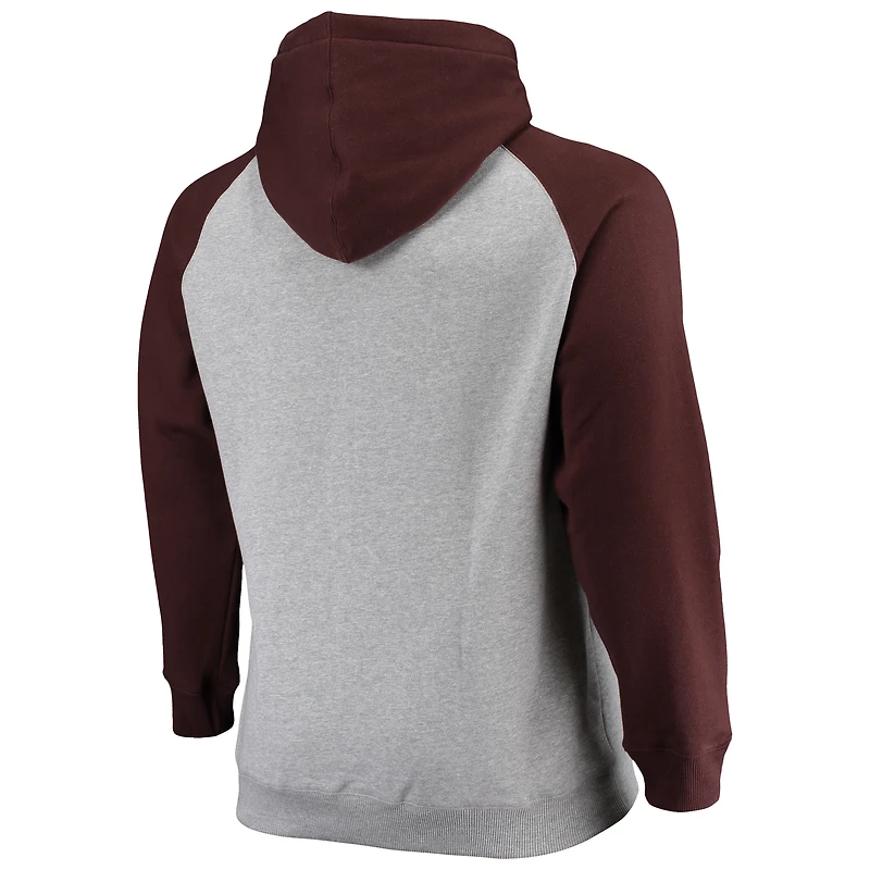 Sweat à capuche raglan Big & Tall Fanatics pour hommes, gris chiné/marron, San Diego Padres