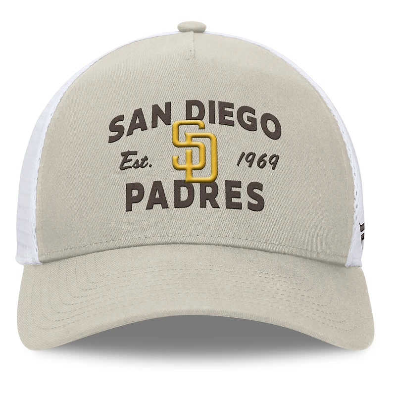 Casquette réglable de camionneur A-Frame Stone San Diego Padres Fanatics pour hommes