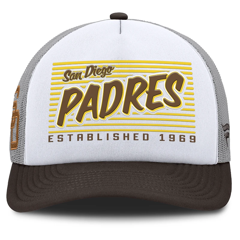 Men's Fanatics White/Brown San Diego Padres On Deck A-Frame Snapback Hat