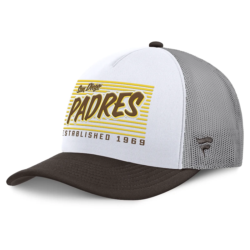 Men's Fanatics White/Brown San Diego Padres On Deck A-Frame Snapback Hat