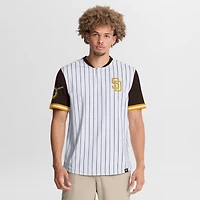 T-shirt à rayures fines blanches et marron des Padres de San Diego (Fanatics) pour homme