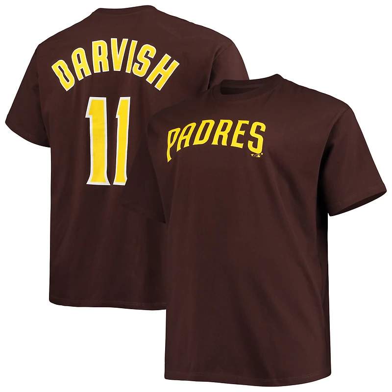 T-shirt avec nom et numéro Yu Darvish Brown des San Diego Padres pour hommes