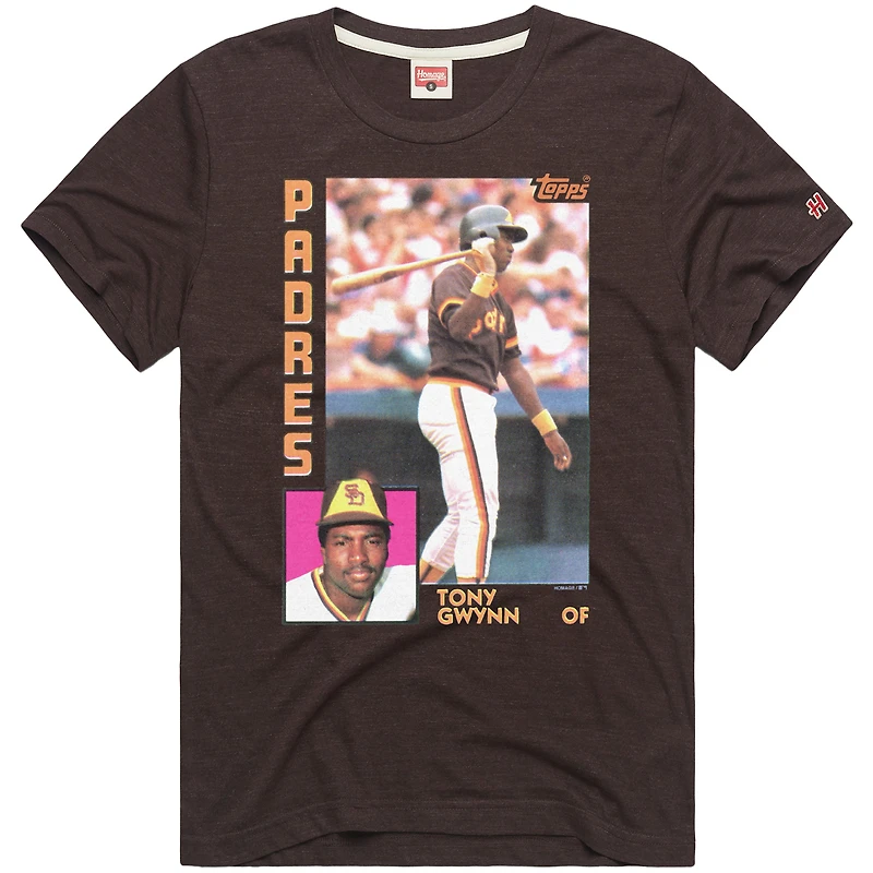 T-shirt hommage pour homme Tony Gwynn Brown, joueur de baseball Topps des Padres San Diego 1984