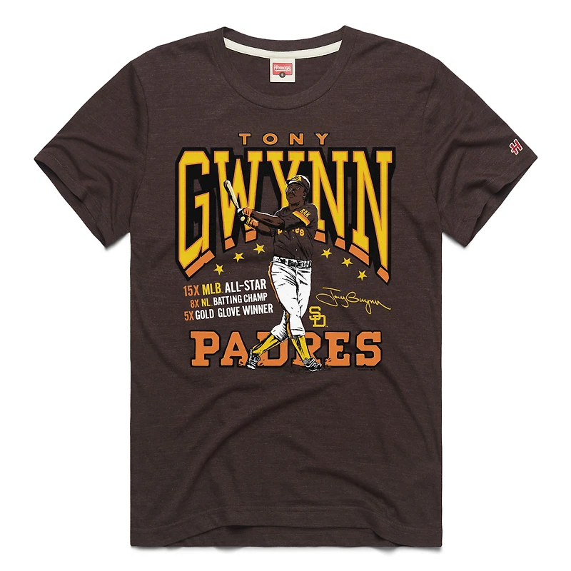 T-shirt graphique hommage à Tony Gwynn Brown pour homme, joueur des Padres de San Diego