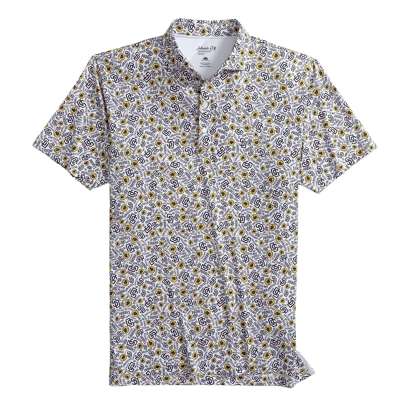 Polo Johnnie-O Performance blanc à imprimé intégral des Padres de San Diego pour homme