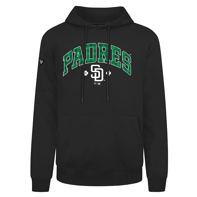 Sweat à capuche carreaux noir pour homme Levelwear San Diego Padres St. Patrick's Day Podium