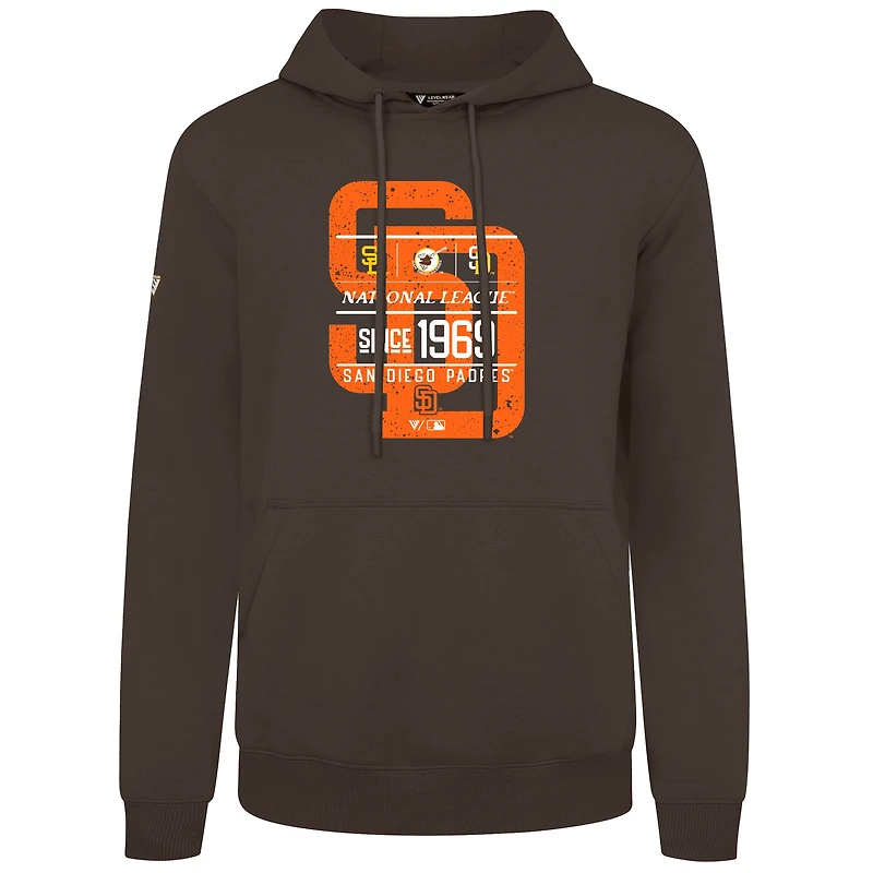 Sweat à capuche marron effet vieilli Podium Acumen pour homme Levelwear des Padres de San Diego, collection Cooperstown