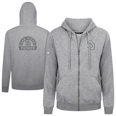 Men's Levelwear Gray San Diego Padres Podium Banner Arch Full-Zip Hoodie