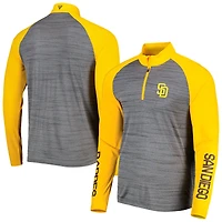 Haut à col zippé raglan gris chiné Levelwear San Diego Padres Vandal pour homme