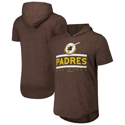 T-shirt à capuche tri-mélangé marron Majestic Threads pour hommes des San Diego Padres