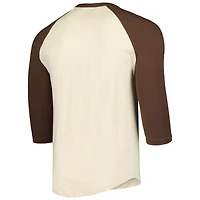 T-shirt raglan à manches 3/4 Majestic Threads pour hommes, crème/marron, San Diego Padres