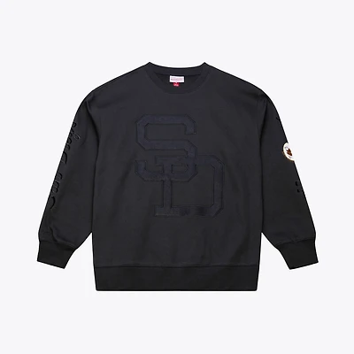 Men's Mitchell & Ness  Black San Diego Padres Phantom Fleece Crewneck Sweatshirt