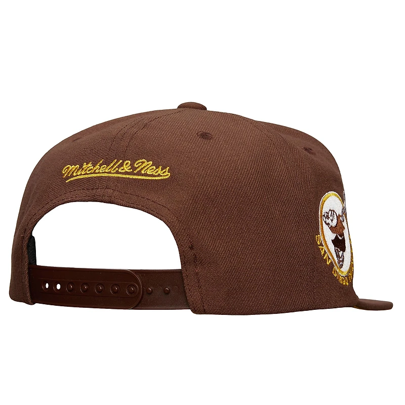 Casquette Snapback avec étiquette de l'équipe des San Diego Padres Mitchell & Ness marron pour hommes