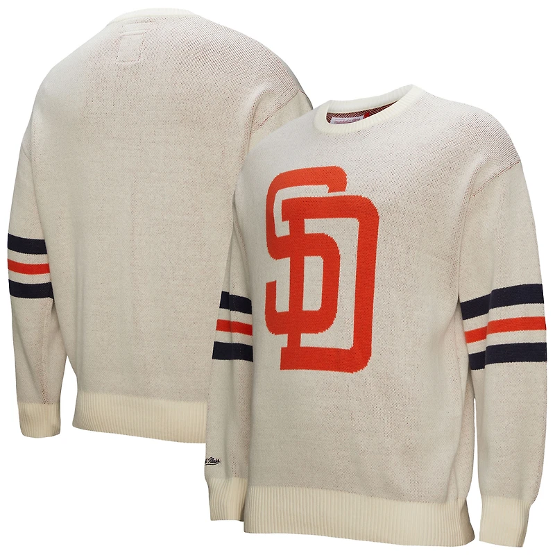Pull rétro Mitchell & Ness pour homme, couleur crème, des Padres de San Diego