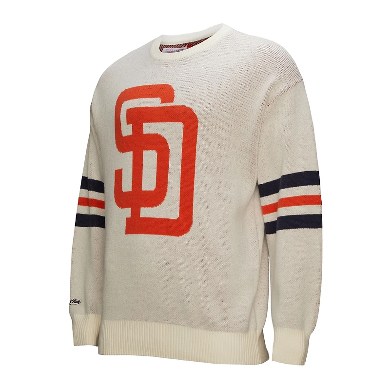 Pull rétro Mitchell & Ness pour homme, couleur crème, des Padres de San Diego