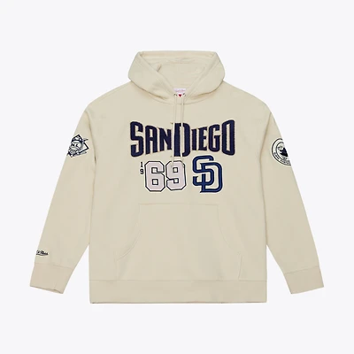 Sweat à capuche en polaire Mitchell & Ness crème San Diego Padres Yacht Rock pour homme