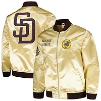 Veste légère en satin entièrement zippée Mitchell & Ness Gold San Diego Padres OG 2.0 pour hommes