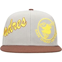 Casquette Snapback à panneau Knock Out des San Diego Padres Mitchell & Ness gris/marron pour hommes