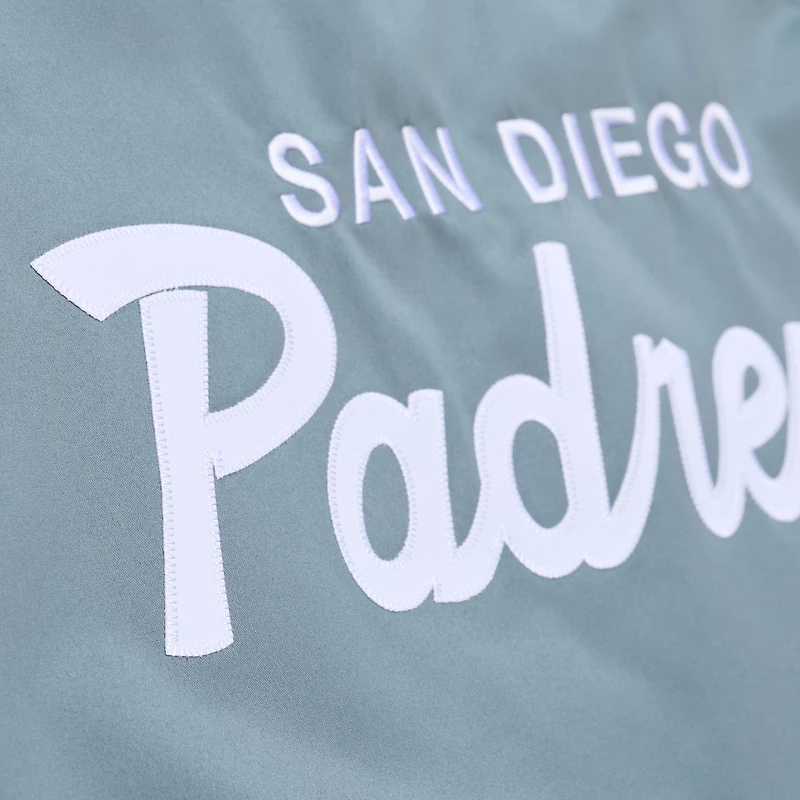 Men's Mitchell & Ness Gray San Diego Padres Thunderstorm Head Coach Lightweight Satin Full-Snap Jacket