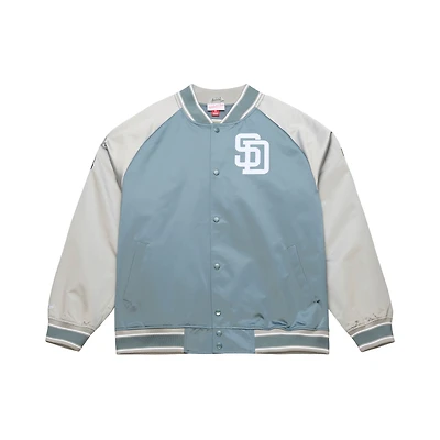 Men's Mitchell & Ness Gray San Diego Padres Thunderstorm Head Coach Lightweight Satin Full-Snap Jacket