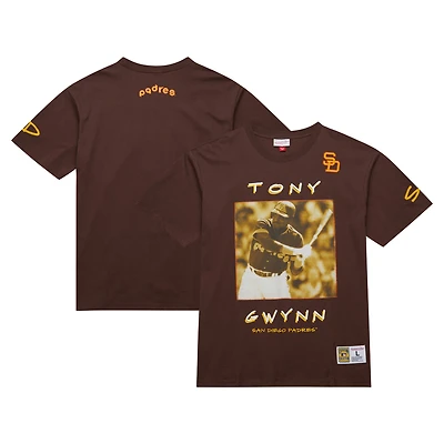 T-shirt avec logo vintage pour hommes Mitchell & Ness Tony Gwynn Brown San Diego Padres Cooperstown Collection Heavyweight Premium Player
