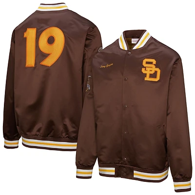 Veste en satin vintage à boutons-pression Tony Gwynn Brown de Mitchell & Ness pour homme, collection Legends des San Diego Padres