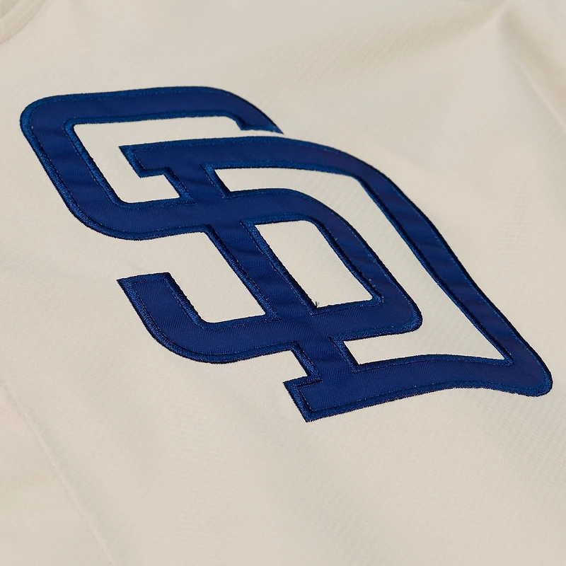 Men's Mitchell & Ness Tony Gwynn Cream San Diego Padres Full-Snap Yacht Rock Name Number Hooded Coach's Jacket