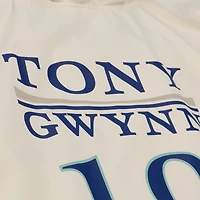 Veste de coach à capuche Mitchell & Ness Tony Gwynn crème San Diego Padres, fermeture boutons-pression, style Yacht Rock, avec nom et numéro.