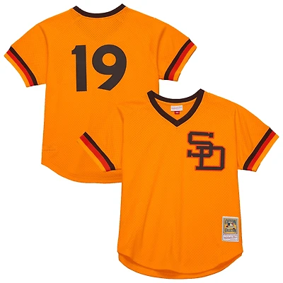 Men's Mitchell & Ness Tony Gwynn Gold San Diego Padres Big Tall Cooperstown Mesh Batting Practice Jersey