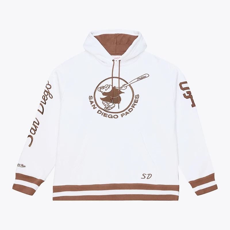 Men's Mitchell & Ness White San Diego Padres Cooperstown Collection Fleece Hoodie