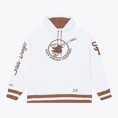 Men's Mitchell & Ness White San Diego Padres Cooperstown Collection Fleece Hoodie