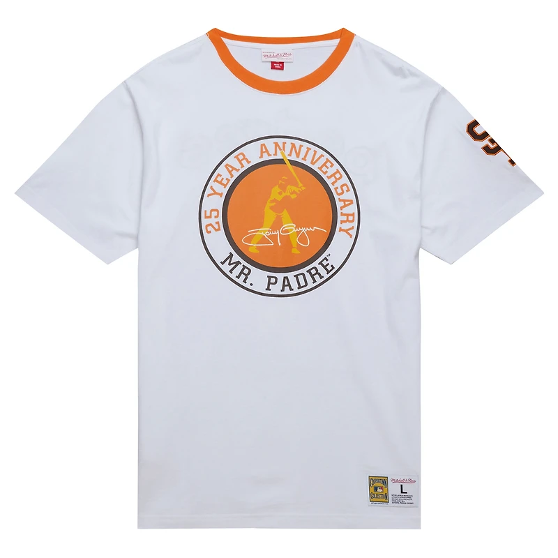T-shirt blanc pour hommes Mitchell & Ness San Diego Padres Cooperstown Collection Player Legends Ringer