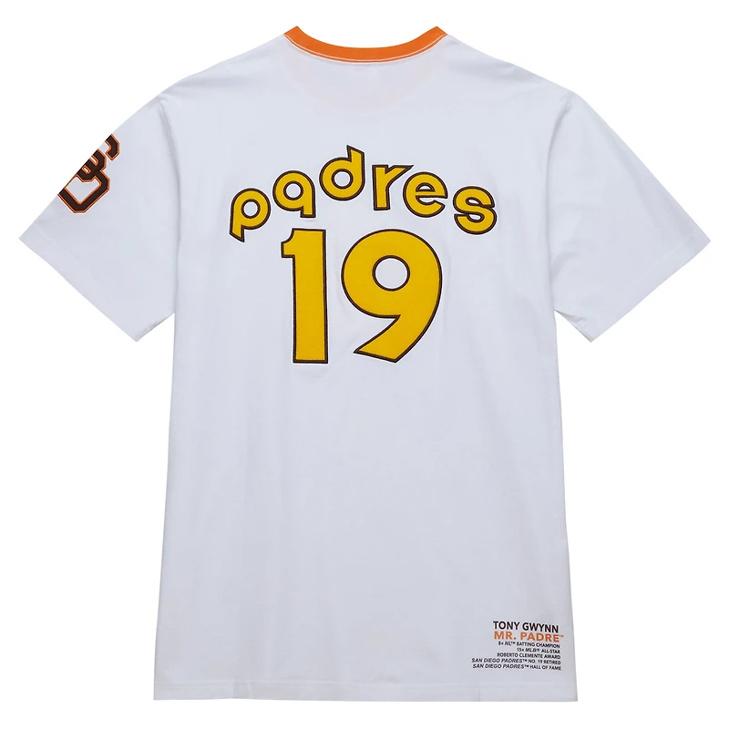 T-shirt blanc pour hommes Mitchell & Ness San Diego Padres Cooperstown Collection Player Legends Ringer