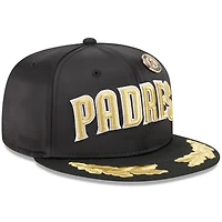 Casquette ajustée New Era noire des Padres de San Diego 2025 59FIFTY Day Gold Leaf pour homme