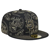 Casquette ajustée 59FIFTY Day Allover des San Diego Padres New Era noire pour hommes