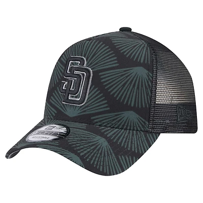 Men's New Era Black San Diego Padres 9FORTY A-Frame Trucker Adjustable Hat