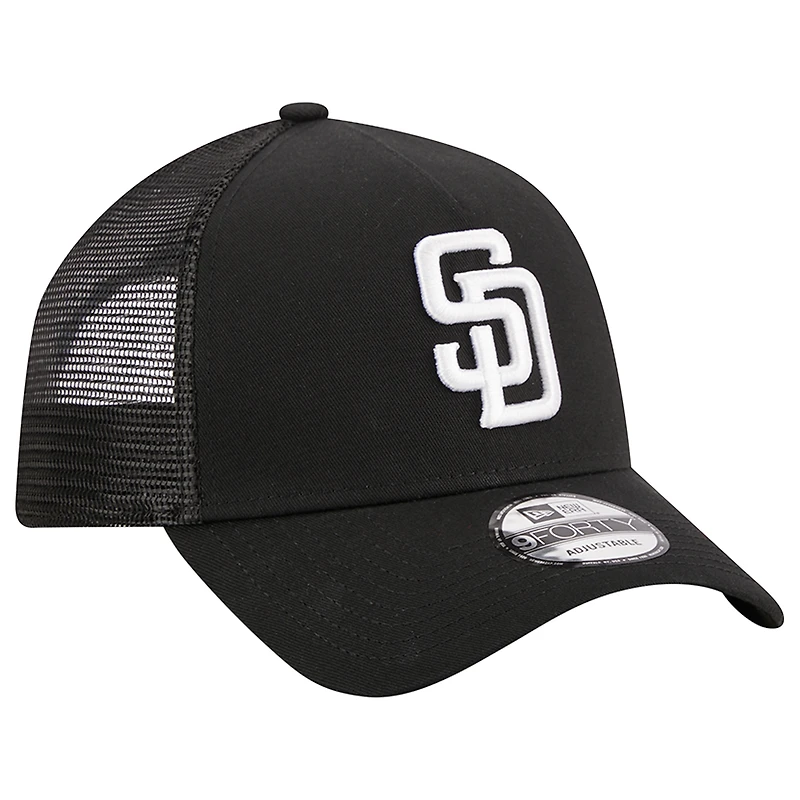 Men's New Era Black San Diego Padres A-Frame 9FORTY Trucker Adjustable Hat