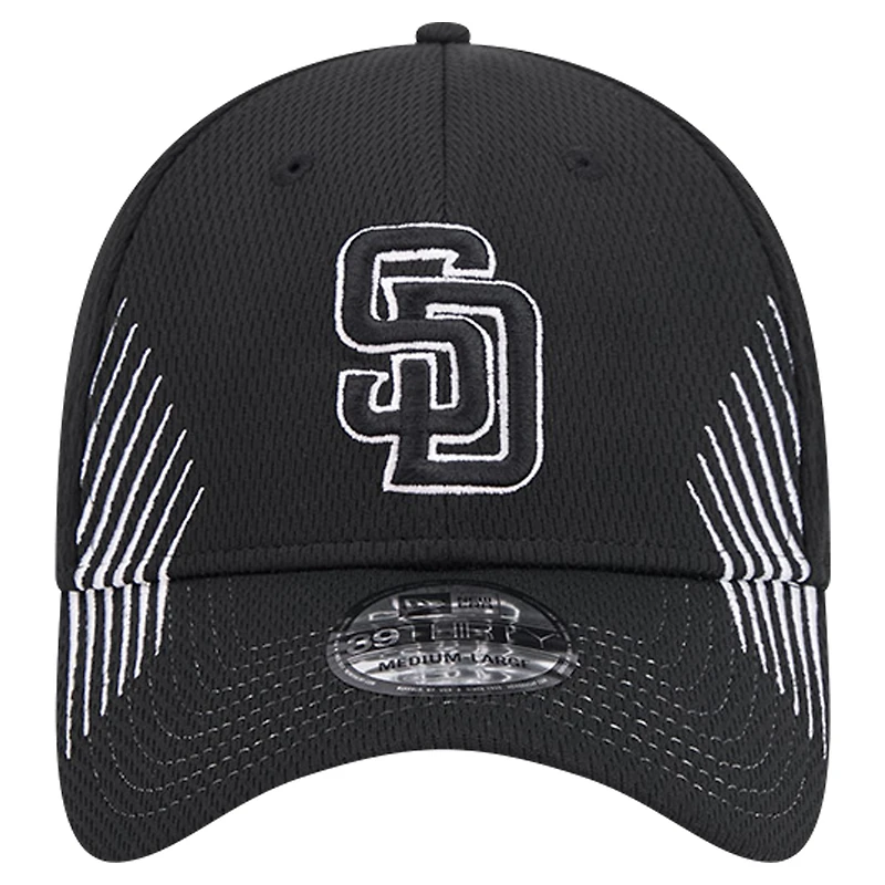 Casquette flexible Active Dash Mark 39THIRTY des San Diego Padres New Era noire pour hommes