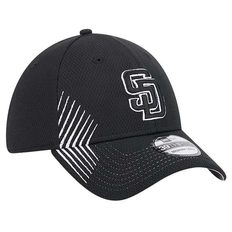 Casquette flexible Active Dash Mark 39THIRTY des San Diego Padres New Era noire pour hommes
