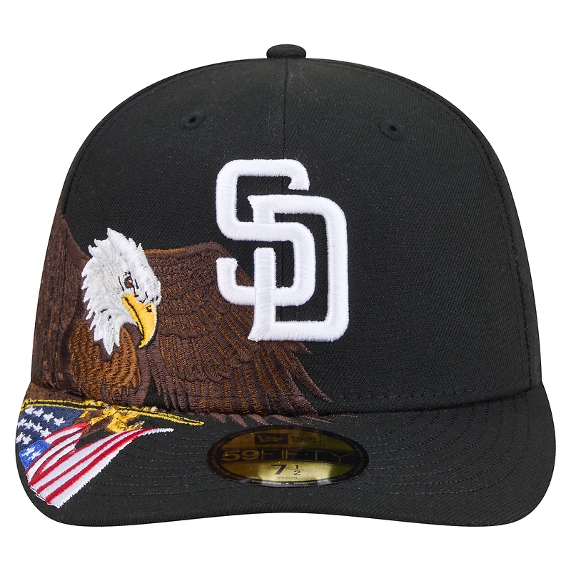 Men's New Era Black San Diego Padres Americana Bald Eagle Pre-Curved 59FIFTY Fitted Hat