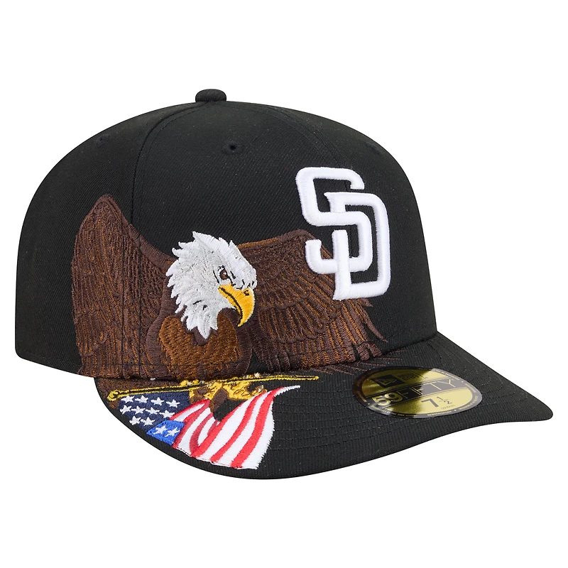 Men's New Era Black San Diego Padres Americana Bald Eagle Pre-Curved 59FIFTY Fitted Hat
