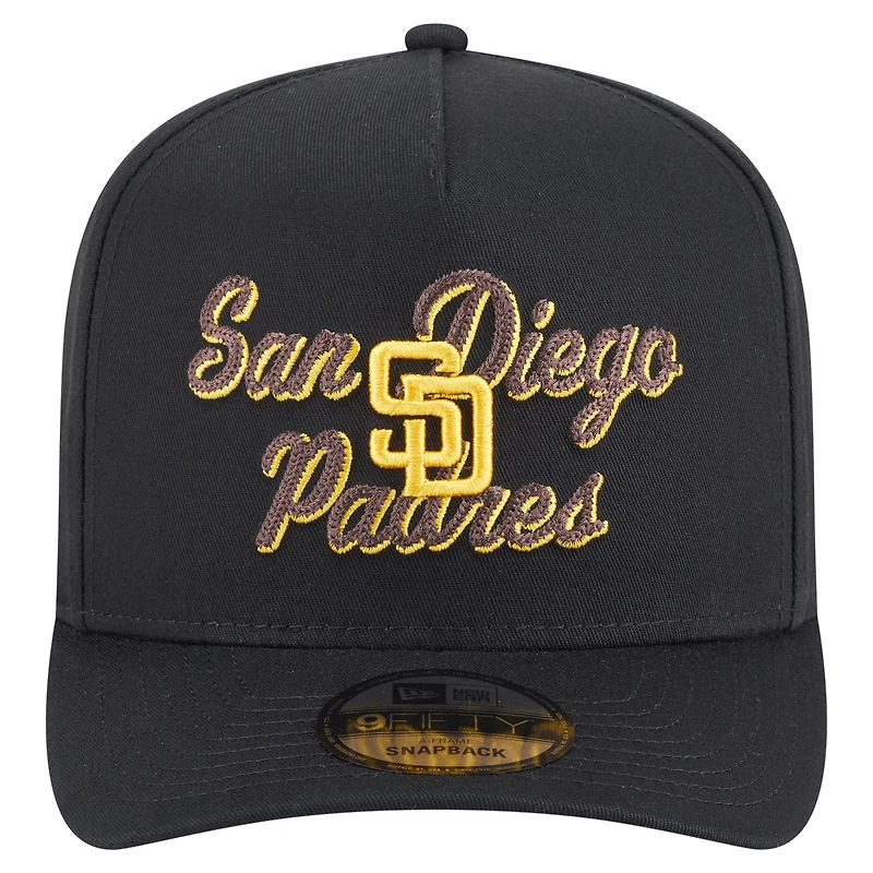 Casquette snapback 9FIFTY A-Frame noire New Era pour homme, motif chaînette des Padres de San Diego