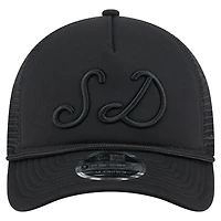 Casquette camionneur ajustable New Era noire San Diego Padres City Initial 9FORTY A-Frame M-Crown pour homme